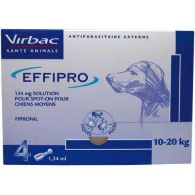 Virbac Effipro M - preparat przeciwko pchłom i kleszczom dla psów 10-20 kg 4 x 1,34 ml