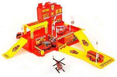 Super zestaw - Remiza strażacka - autka + helikopter