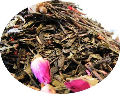 SENCHA RÓŻANA POKUSA - herbata zielona - GRANAT, PĄKI RÓŻY I WANILIA ( 50 g )