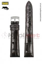 Pasek Bros 1128/20/20 - skóra aligatora, ciemny brąz, lakierowany