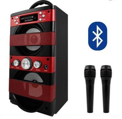 Zestaw do Karaoke (RED) + 2 Mikrofony + Bluetooth + Radio + USB/SD + MP3 + Podświetlenie itd.