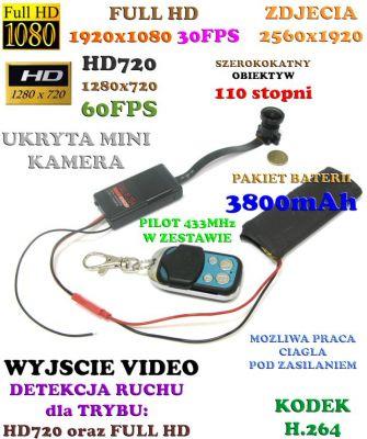 Mikro-Kamera HD/Full HD (do ukrycia!) Nagrywająca Obraz+Dźwięk (7-dni Pracy!!) - Rybie OKO!!