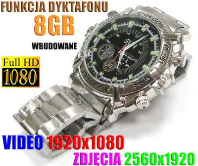 Szpiegowski Zegarek FHD na Rękę (8GB), Nagrywający Obraz/Dźwięk + Dyktafon + 4x Diody IR.