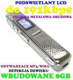 Mini-Dyktafon/ Cyfrowy Rejestrator Dźwięku 8GB (550h) + VOX + MP3...
