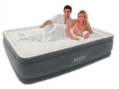 MATERAC WELUROWY łóżko INTEX z POMPKĄ 203x152x46cm 64414