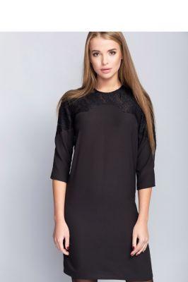 Sukienka Elegancka sukienka zdobiona delikatną koronką MM1093 Black - Mira Mod