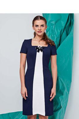 Sukienka z krótkim rękawem z teksturowanej tkaniny GR1192 Blue - GrandUA