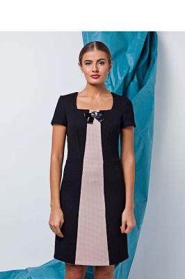Sukienka z krótkim rękawem z teksturowanej tkaniny GR1192 Black - GrandUA