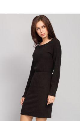 Sukienka z ciepłego wełnianego trykotażu MM1075 Black - Mira Mod