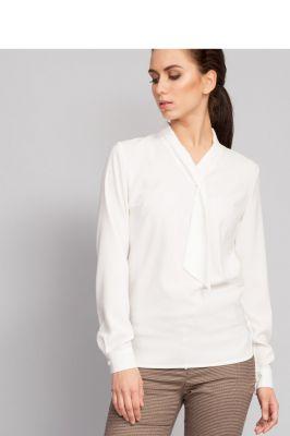 Elegancka bluzka wykonana z włoskiej krępy MM2061 White - Mira Mod