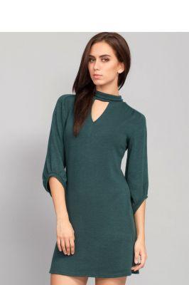 Sukienka z dekoltem w kształcie litery V MM1053 Green - Mira Mod