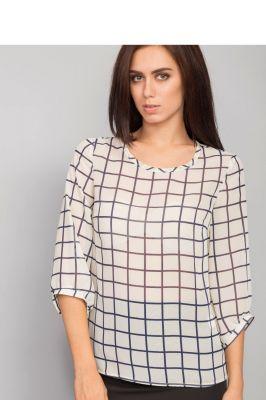 Elegancka i stylowa szyfonowa bluzka MM2049 White - Mira Mod