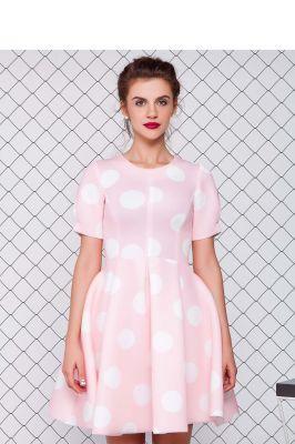 Sukienka z neoprenu GR1079 Pink Groch - GrandUA