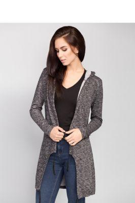 Sweter Długi asymetryczny kardigan z kapturem MM3026 Grey - Mira Mod