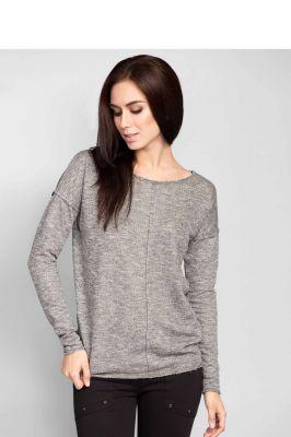 Sweter melanżowy z okrągłym dekoltem MM2025 Dark Grey - Mira Mod