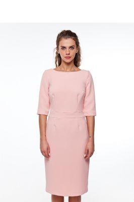 Sukienka Elegancka dopasowana sukienka z tkaniny kostiumowej GR1829 Pink - GrandUA