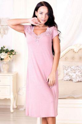 Koszulka nocna Koszula Nocna Model Victoria 573 Powder Pink - Roksana