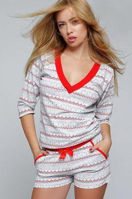 Piżama Damska Model Snowflake Grey/Red - Sensis