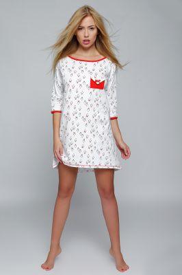 Koszulka nocna Koszula Nocna Model Pingwin White/Red - Sensis