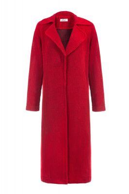 Sweter Długi otwarty kardigan damski 280 Red - Bien Fashion