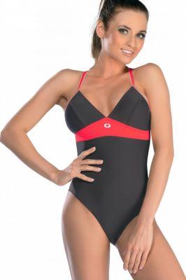 Jednoczęściowy strój kąpielowy Kostium jednoczęściowy Model Rosanna V Grafit/Pink - GWINNER