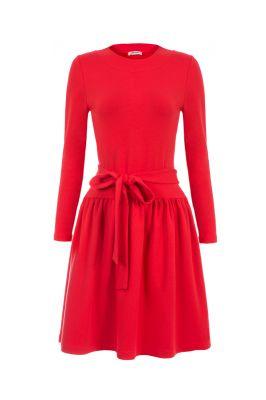 Sukienka rozkloszowana z długim rękawem 269 Red - Bien Fashion