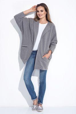 Sweter Luźny kardigan kimono bez zapięcia 218 Grey - Bien Fashion