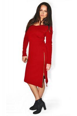 Sukienka z długimi zamkami 261 Red - Bien Fashion