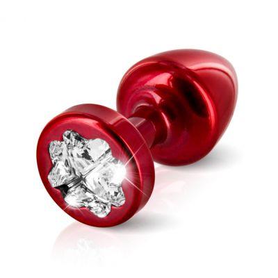Plug analny zdobiony - Diogol Anni R Butt Plug Clover Red 25 mm Czerwony