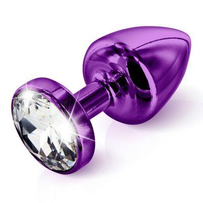 Plug analny zdobiony - Diogol Anni Butt Plug Round Purple 35 mm Fioletowy