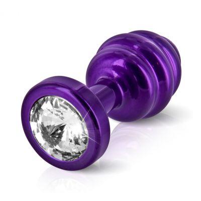 Plug analny zdobiony - Diogol Ano Butt Plug Ribbed Purple 30 mm Fioletowy