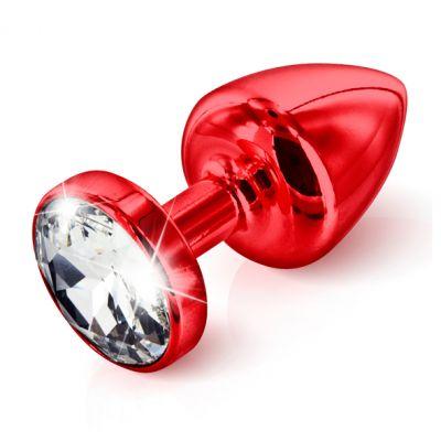Plug analny zdobiony - Diogol Anni Butt Plug Round Red 30 mm Czerwony