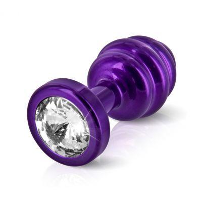 Plug analny zdobiony - Diogol Ano Butt Plug Ribbed Purple 25 mm Fioletowy