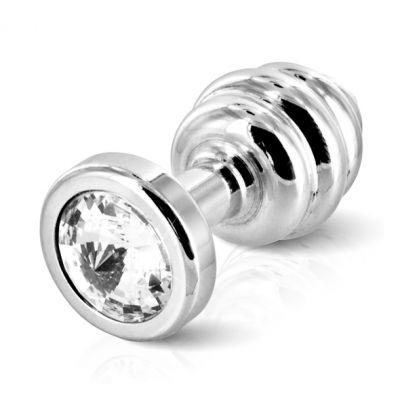 Plug analny zdobiony - Diogol Ano Butt Plug Ribbed Silver Plated 30 mm Srebrny