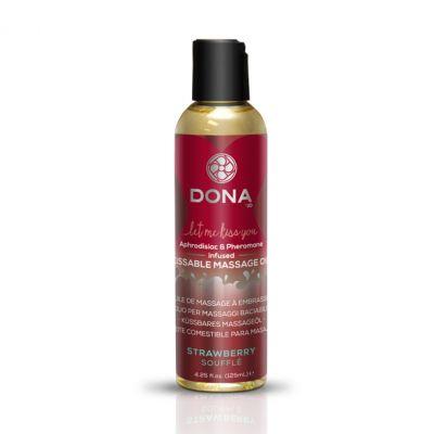 Jadalny olejek do masażu - Dona Kissable Massage Oil Strawberry Soufflé Truskawkowy