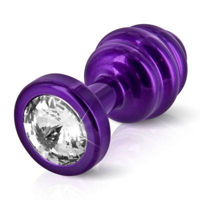 Plug analny zdobiony - Diogol Ano Butt Plug Ribbed Purple 35 mm Fioletowy