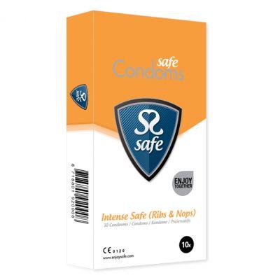 Prezerwatywy stymulujące - Safe Intense Safe Condoms Rib-Nop 10 szt