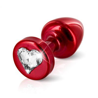 Plug analny zdobiony - Diogol Anni R Butt Plug Heart Red 25 mm Czerwony