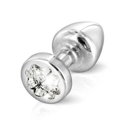 Plug analny zdobiony - Diogol Anni R Butt Plug Clover Silver 25 mm Srebrny