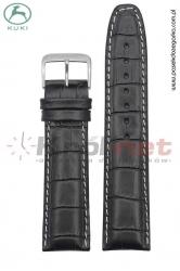 Pasek do zegarka Kuki K_308B.KR_B/22 - czarny, imitacja krokodyla