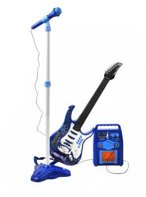 Gitara Elektryczna + Mikrofon + Wzmacniacz (kolor niebieski).
