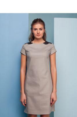Sukienka Klasyczna sukienka o prostym fasonie GR1503 Grey - GrandUA