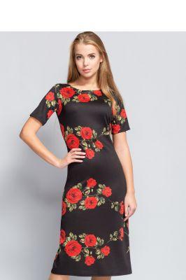 Sukienka Elegancka sukienka z kwiecistym wzorem MM1089 Black - Mira Mod