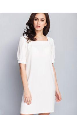 Sukienka Elegancka sukienka o wolnym kroju MM1098 White - Mira Mod