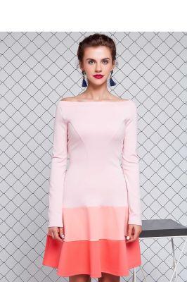 Sukienka Suknia  dopasowana w talii GR993 Brzoskwinia/Pink/Coral - GrandUA