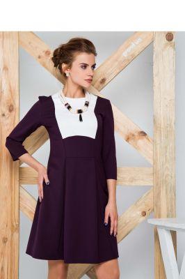 Sukienka z nowoczesnej tkaniny garniturowej GR1181 Purpurowy - GrandUA