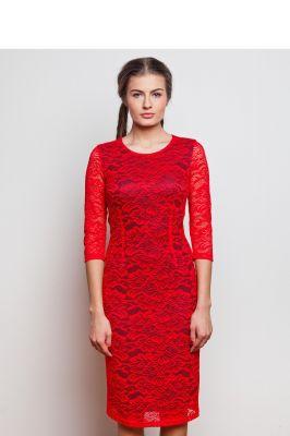Sukienka Koronkowa dopasowana sukienka GR1593 Red - GrandUA
