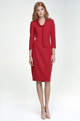 Sukienka z wiązaniem na dekolcie S77 Red - Nife