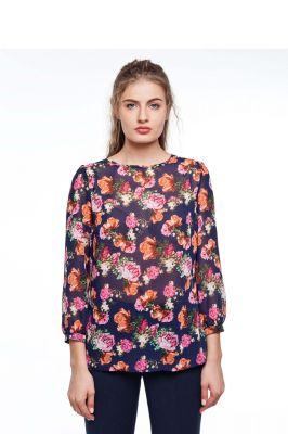 Elegancka bluzka z kwiatowym nadrukiem GR1825 Pink - GrandUA