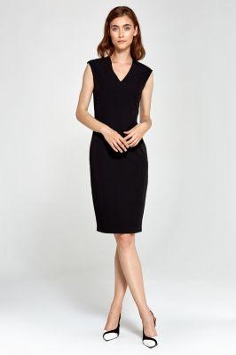 Sukienka Dopasowana sukienka z dekoltem V S87 Black - Nife